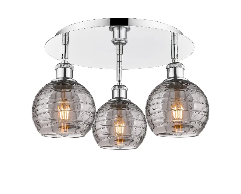 Industrial Ceiling - Mounted Lighting for Assembly PlantsDowntown Urban Three Light Flush Mount Industrial Ceiling - Mounted Lighting for Assembly PlantsDowntown Urban Three Light Flush Mount
