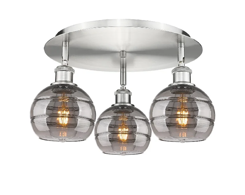 Industrial Lighting for Metal Fabrication ShopsDowntown Urban Three Light Flush Mount