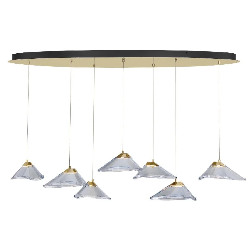 Industrial Flood Lighting for Outdoor Loading DocksSneer 55 in. 7 Lights LED Pendant Light Gold finish