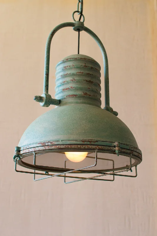 Track lighting for updating office lobbiesKalalou CLA1098 Antique Turquoise Industrial Pendant Light with Glass and Wire Guard Track lighting for updating office lobbiesKalalou CLA1098 Antique Turquoise Industrial Pendant Light with Glass and Wire Guard