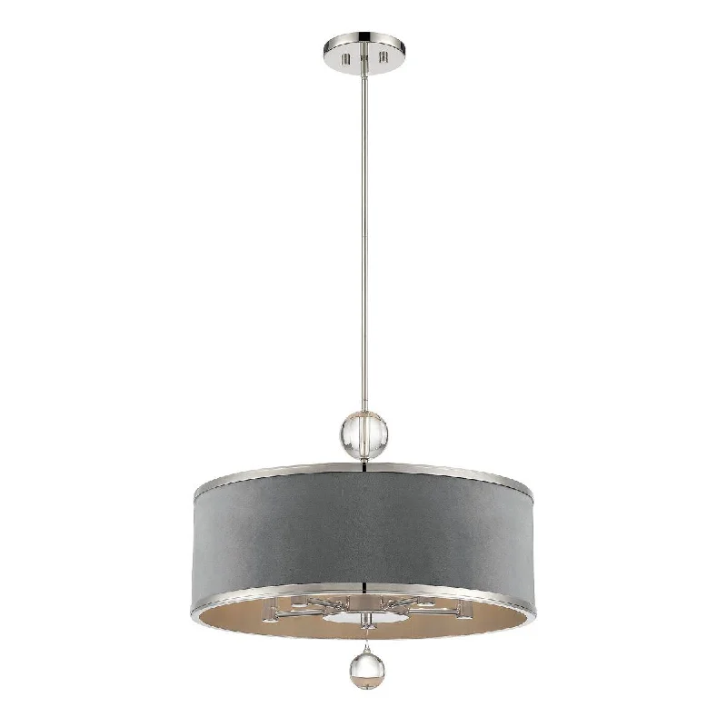 Industrial Ceiling - Mounted Lighting for Assembly PlantsLuxour 20 in. 5 lights Pendant Light Polished Nickel Finish Industrial Ceiling - Mounted Lighting for Assembly PlantsLuxour 20 in. 5 lights Pendant Light Polished Nickel Finish