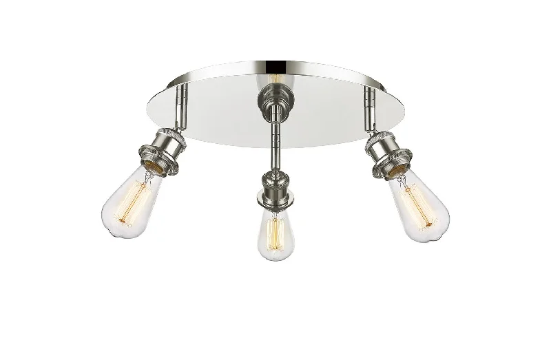 Industrial Lighting for Printing Press FacilitiesDowntown Urban Three Light Flush Mount Industrial Lighting for Printing Press FacilitiesDowntown Urban Three Light Flush Mount