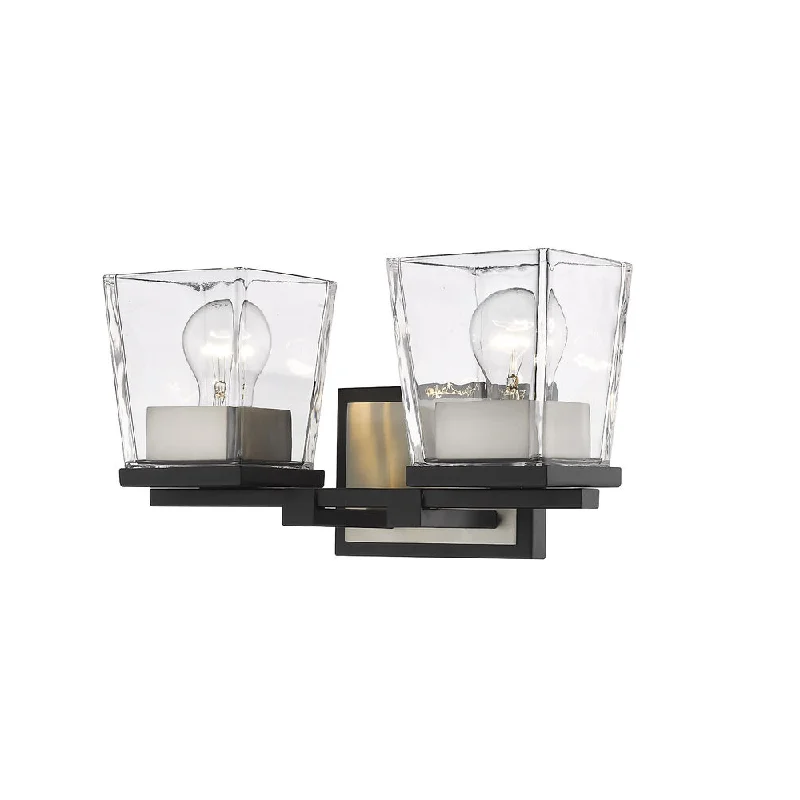 Track lighting with swivel heads for precise aimingZ-Lite 475-2V-MB-BN Bleeker Street 2 Light Vanity Matte Black & Brushed Nickel Track lighting with swivel heads for precise aimingZ-Lite 475-2V-MB-BN Bleeker Street 2 Light Vanity Matte Black & Brushed Nickel