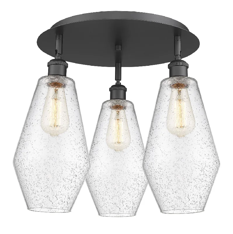 Industrial Ceiling - Mounted Lighting for Assembly PlantsDowntown Urban Three Light Flush Mount Industrial Ceiling - Mounted Lighting for Assembly PlantsDowntown Urban Three Light Flush Mount