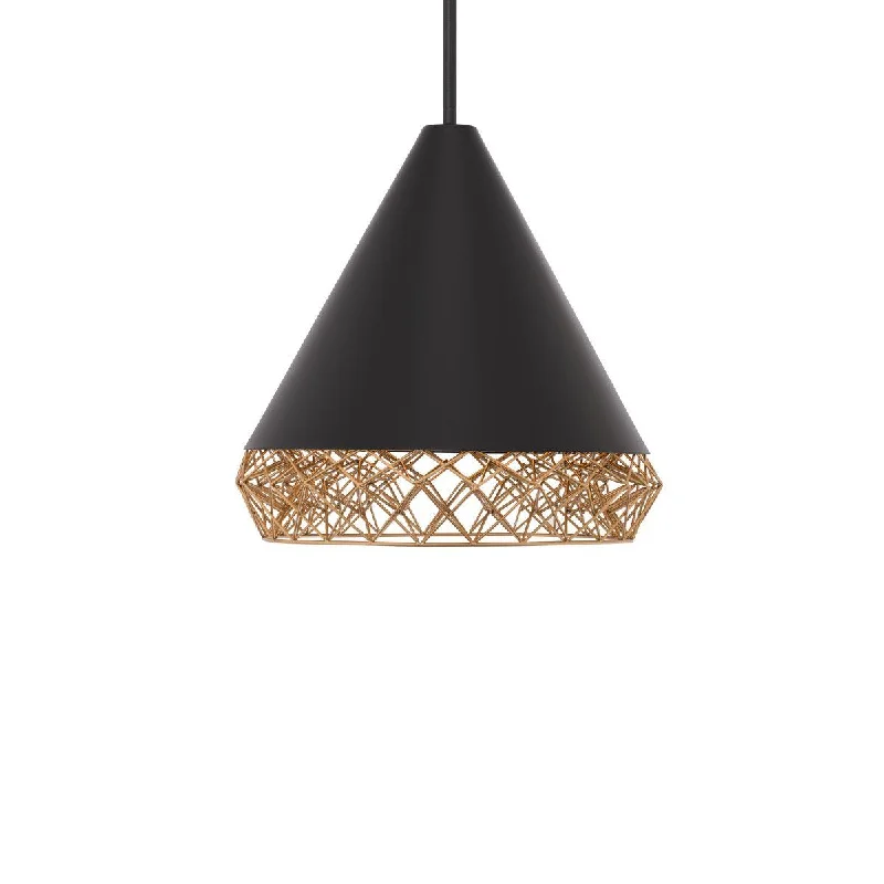 Industrial Lighting for Chemical PlantsLacey 16 in. LED Pendant Light Black finish