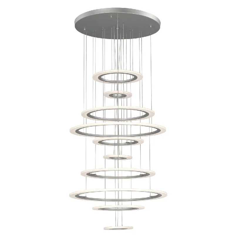 Industrial Exit Sign Lighting for Quick EvacuationSaturn II 30 in. 10 Lights LED Pendant Light Silver Finish Industrial Exit Sign Lighting for Quick EvacuationSaturn II 30 in. 10 Lights LED Pendant Light Silver Finish