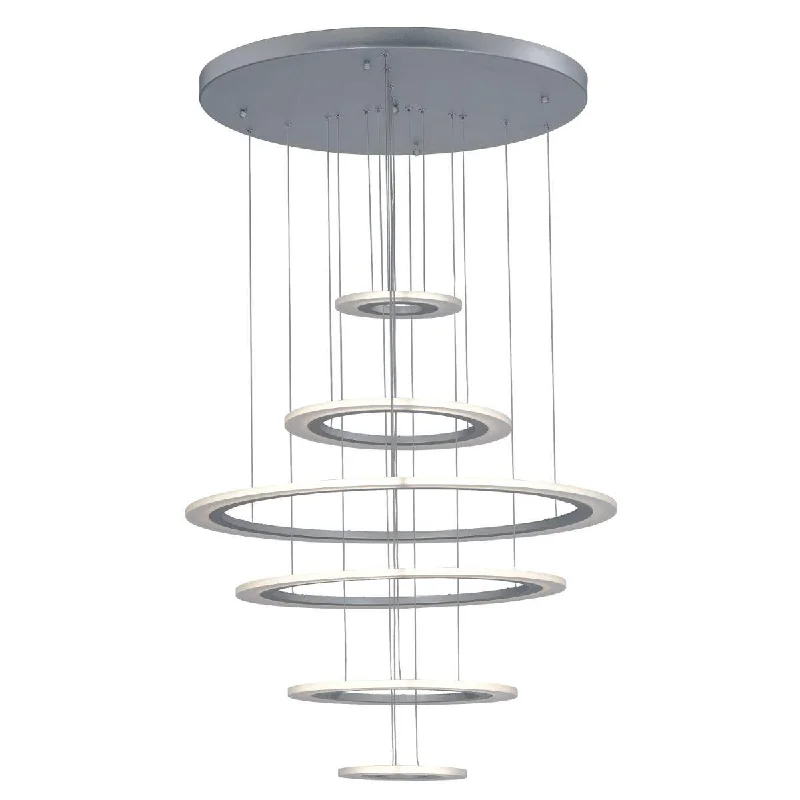 Industrial Lighting with High CRI (Color Rendering Index) for True Color PerceptionSaturn II 30 in. 6 Lights LED Pendant Light Silver finish Industrial Lighting with High CRI (Color Rendering Index) for True Color PerceptionSaturn II 30 in. 6 Lights LED Pendant Light Silver finish