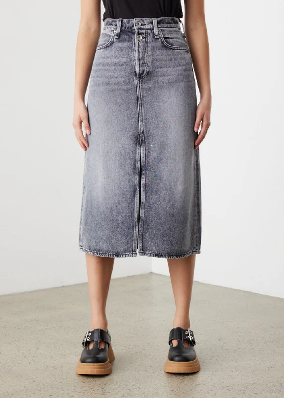 Broken In Denim High-Rise Skirt