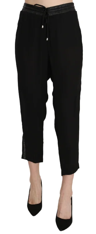 Guess  Polyester High Waist Cropped Trousers Women's Pants