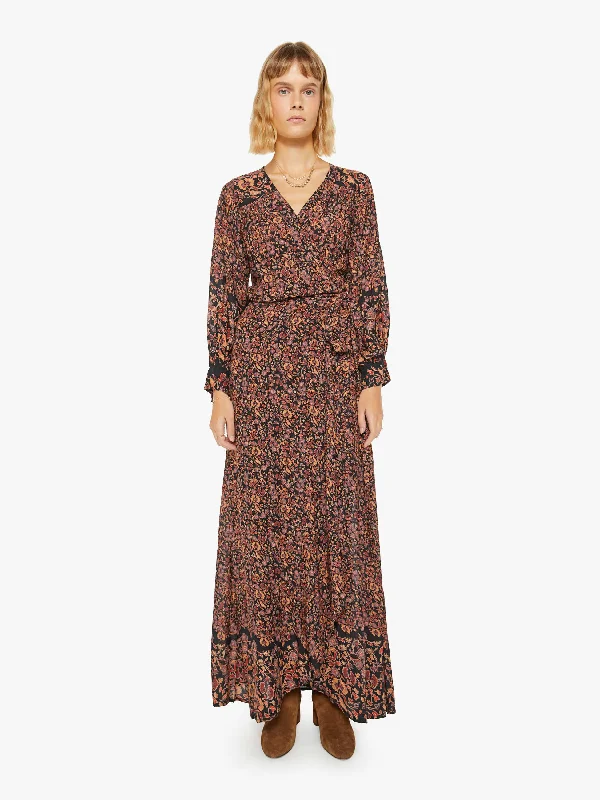 Natalie Martin Kate Long Sleeve Dress - Petite Fleur Print Noire