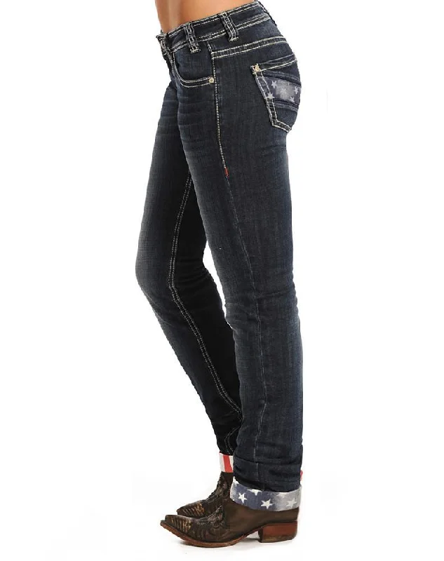 Panhandle Slim Mid Rise Rock&Roll Cowgirl- Stars and Stripes Boyfriend Jean