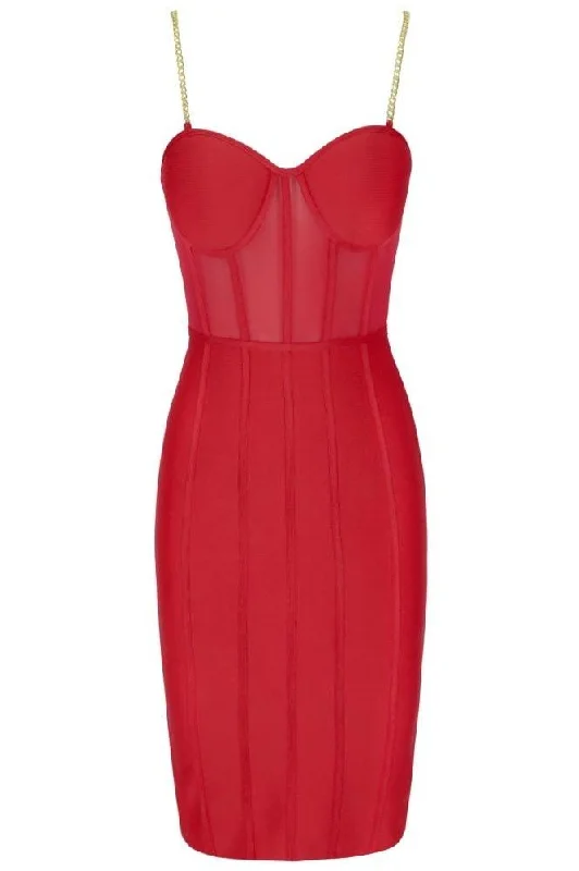 Leah Bodycon Dress - Lipstick Red