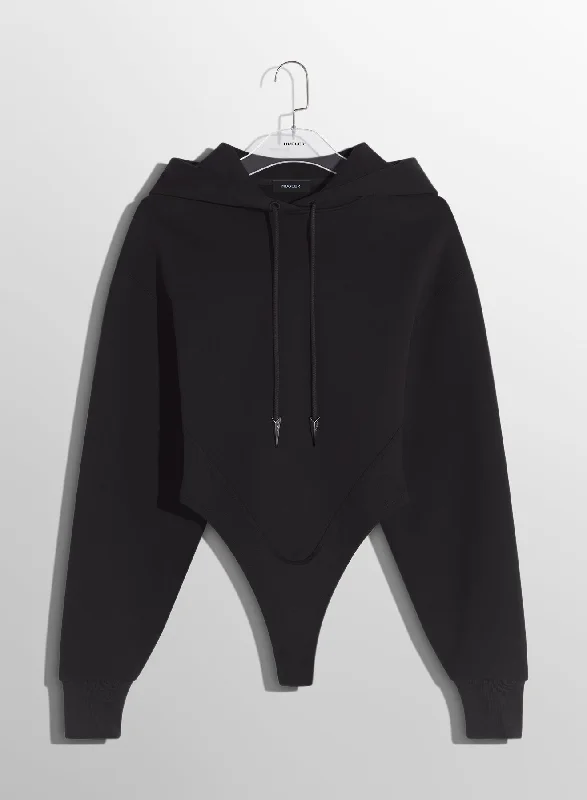 black fleece hoodie bodysuit