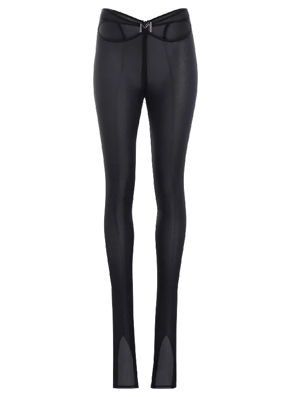 black sheer m cut-out pants