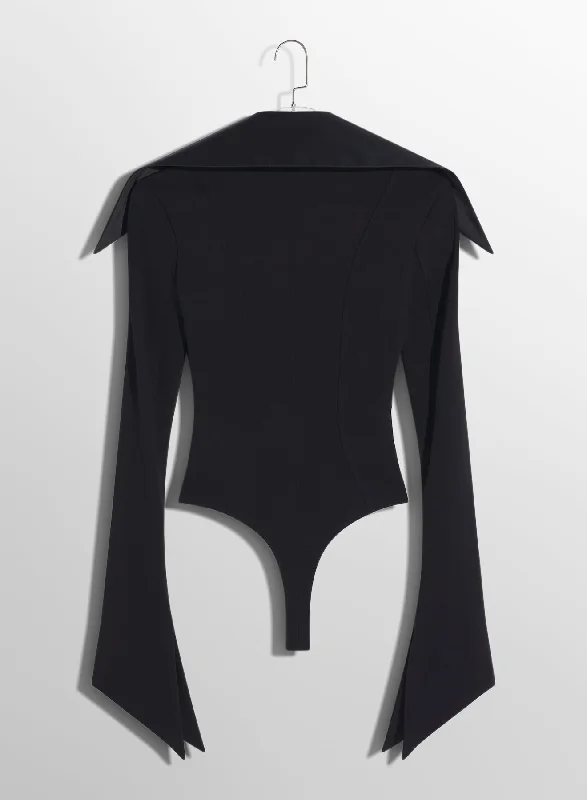 black spiky satin collar bodysuit