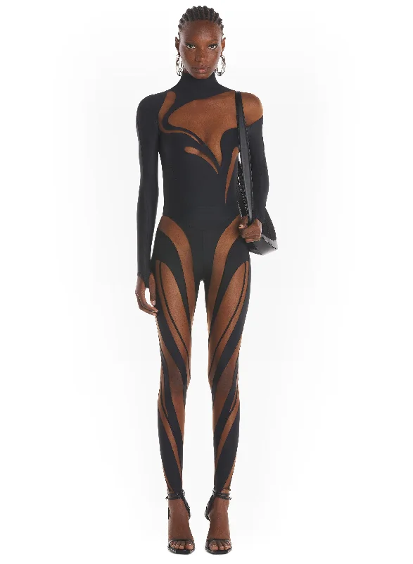 black swirly bodysuit