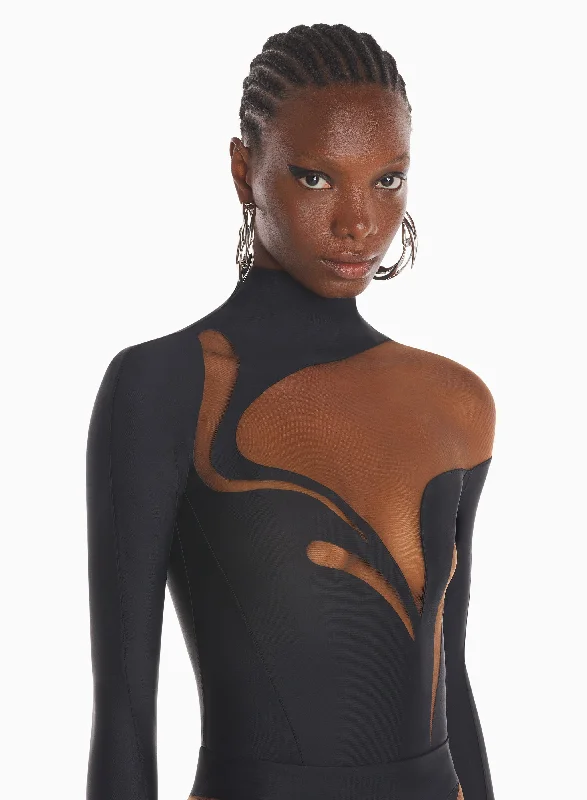 black swirly bodysuit