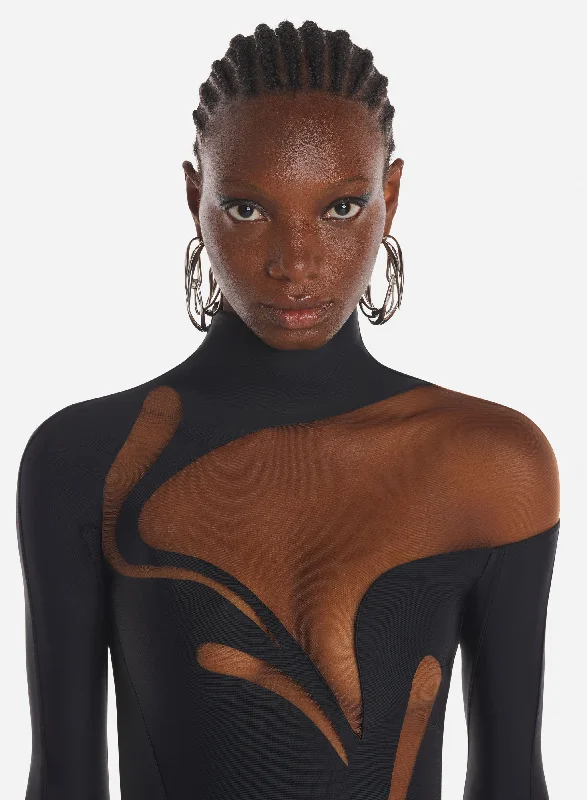 black swirly bodysuit