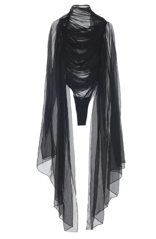 black veil-sleeve bodysuit