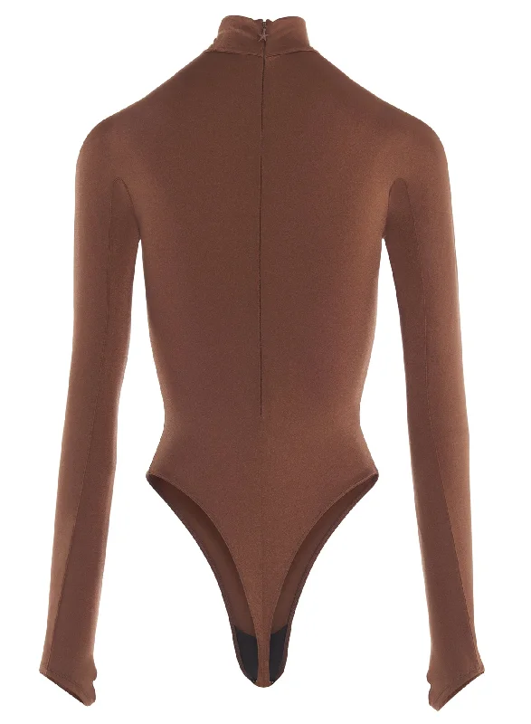 cinnamon high neck logo bodysuit