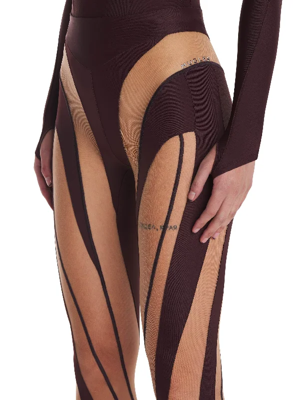 dark raisin sheer spiral leggings