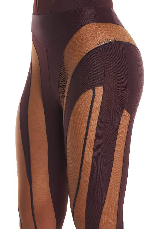 dark raisin sheer spiral leggings