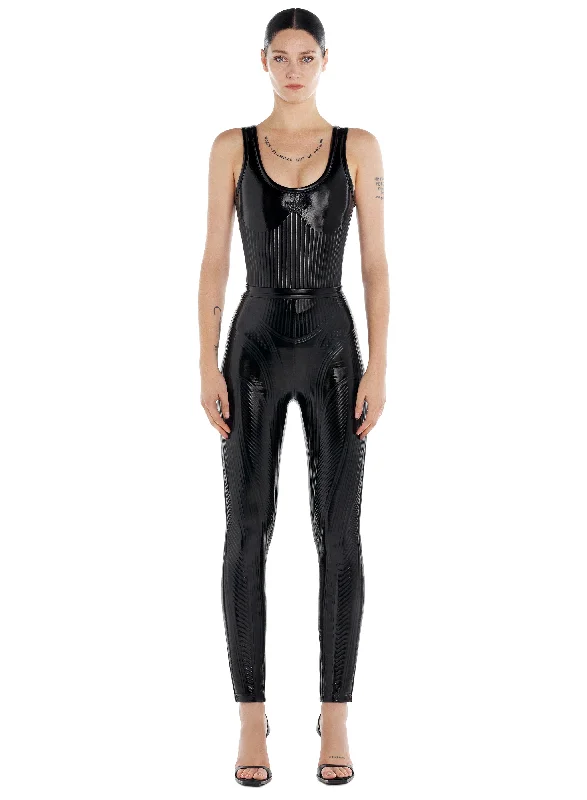 glossy black embossed bodysuit