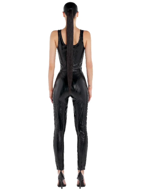 glossy black embossed bodysuit