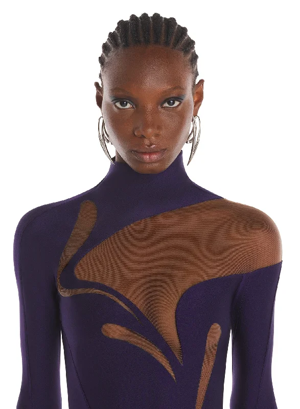 purple swirly bodysuit