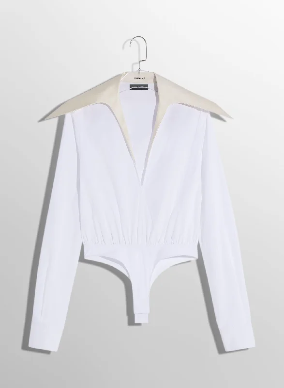 white spiky satin collar bodysuit