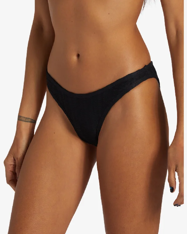 Coral Gardeners Wave Trip High Leg Bikini Bottoms - Black Pebble