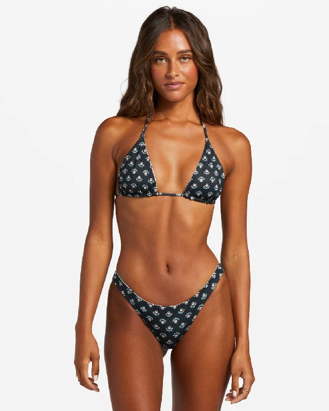 Dont Trip Reversible Triangle Bikini Top - Black Pebble