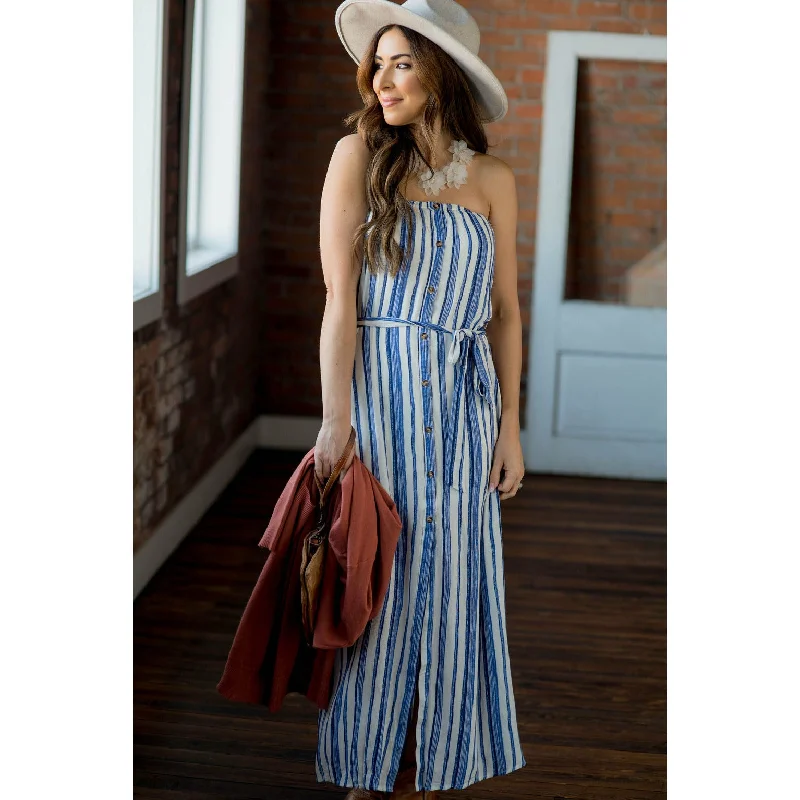 Striped Maxi Strapless Dress