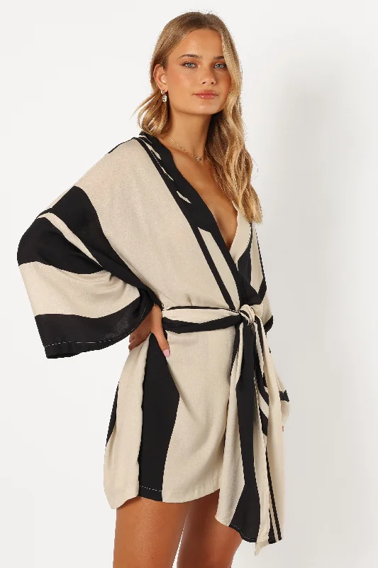 Alba Wrap Dress - Black Print