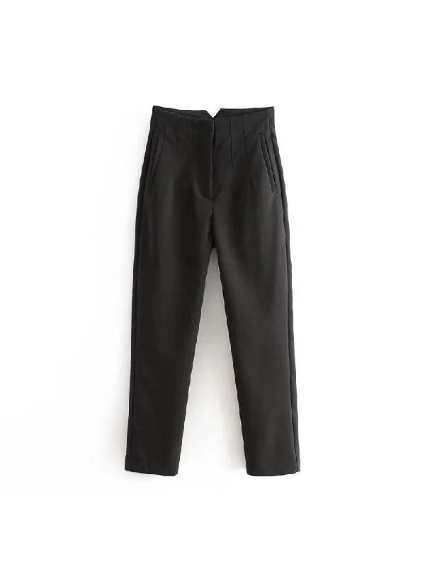 Black High Waist Ankle Length Pants