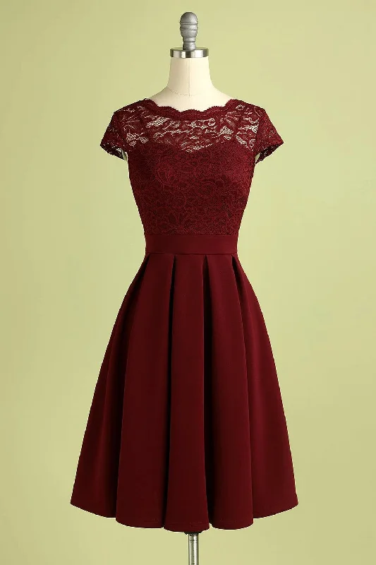 Burgundy Vintage Lace Dress