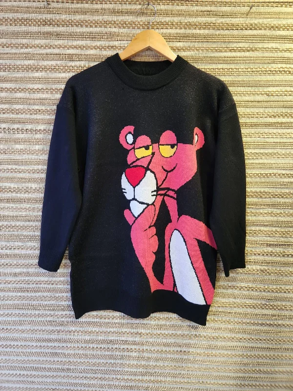 Cartoon Print Oversized Long Sweater - Winter