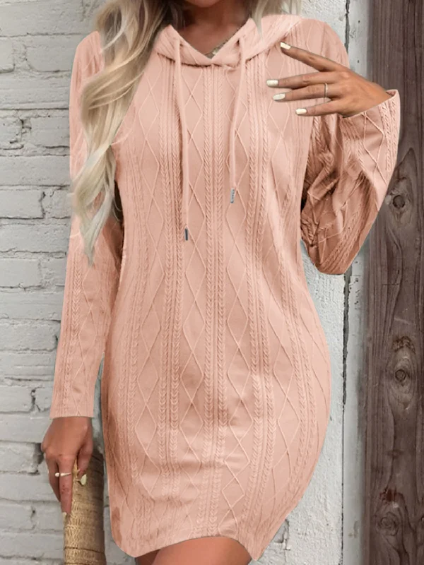 Drawstring Hooded Mini Sweater Dress