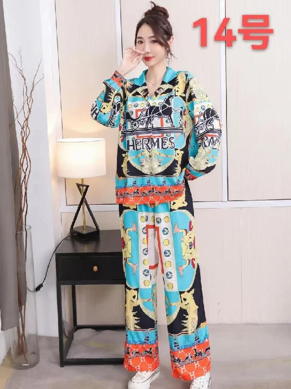 Print H E M Shirt & Wide Leg Pants Coord Set