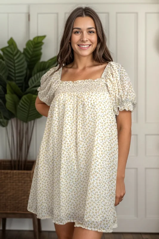 Flawless Florals Babydoll Dress - Mimosa