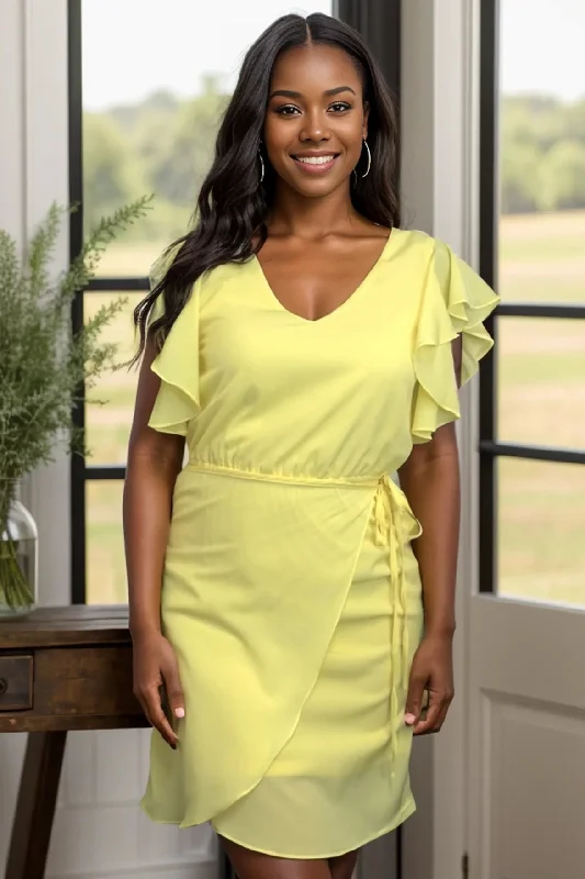 Flutter Wrap Dress - Yellow