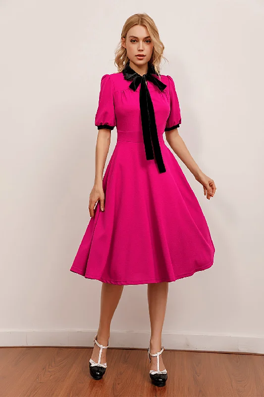 Casual Swing Dress with Puff Sleeves