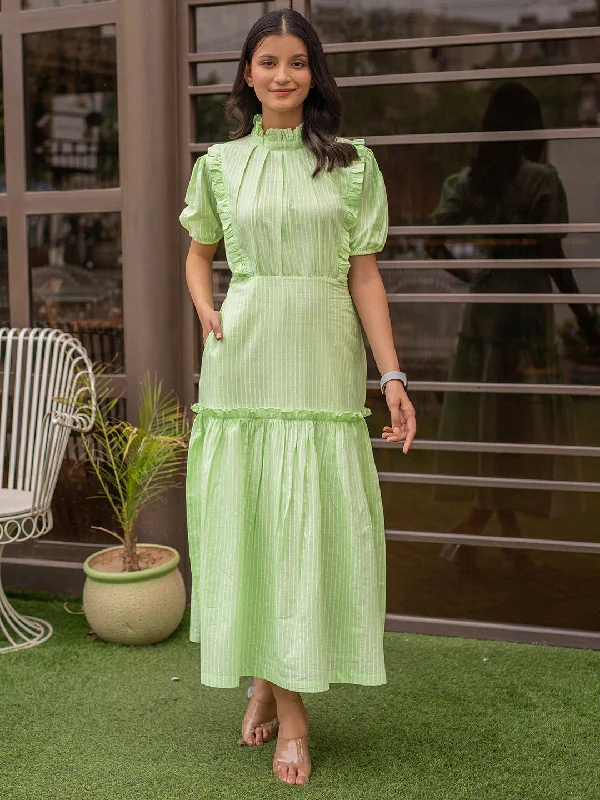 Green Striped Long Dress