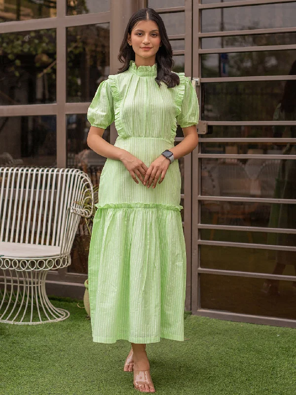 Green Striped Long Dress