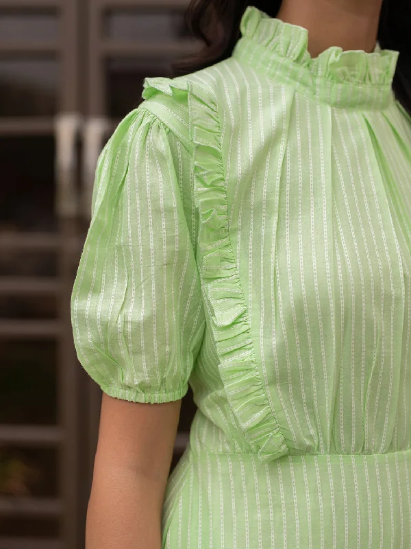 Green Striped Long Dress