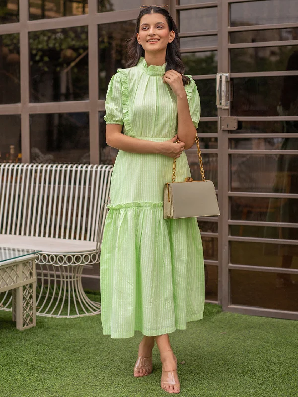 Green Striped Long Dress