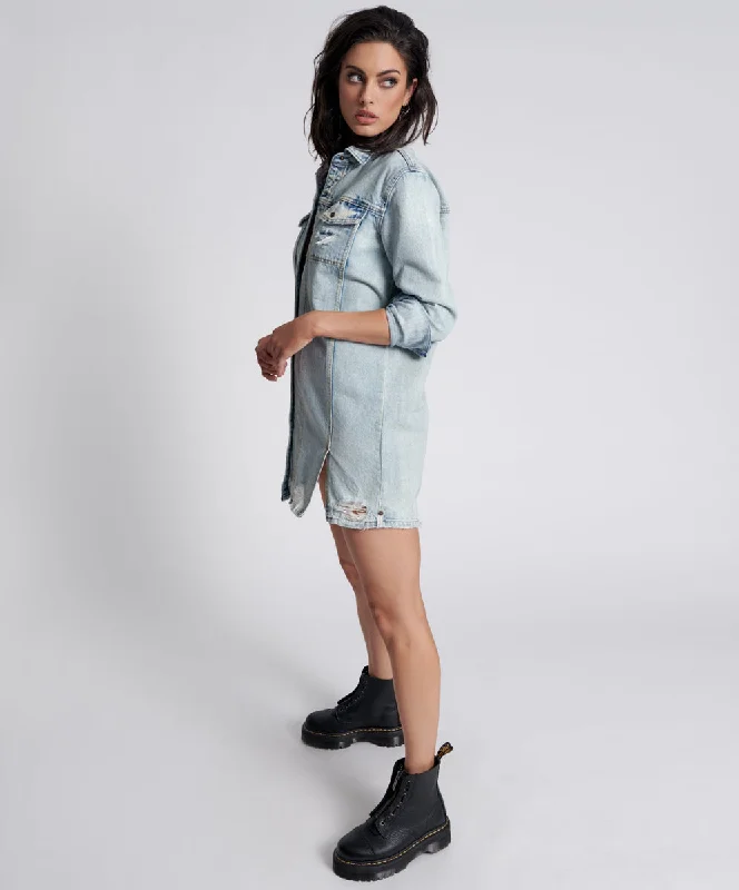 KANSAS BLUE TRUCKER SHIRT DRESS