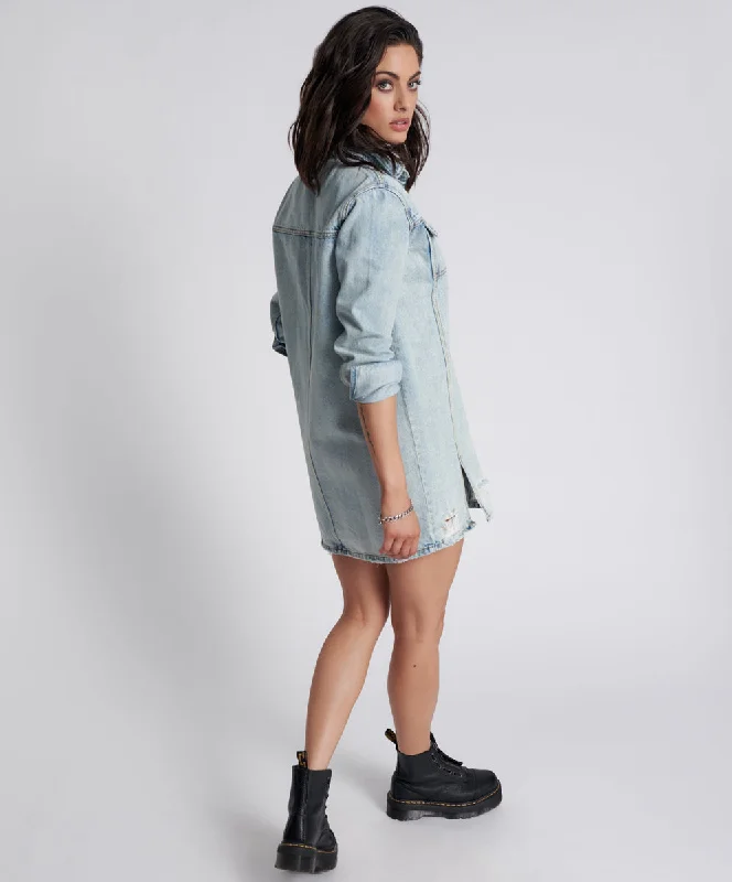 KANSAS BLUE TRUCKER SHIRT DRESS