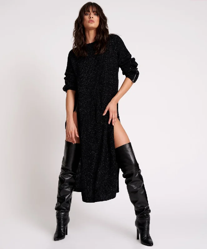 LE FREAK METALLIC ZIPPED KNIT DRESS