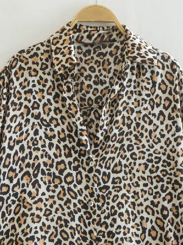 Leopard Print Soft Satin Shirts